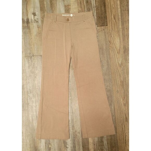 Betabrand Pants Women Small Petite Tan Bootcut Mid Rise Stretch Flare Dress - Picture 2 of 9